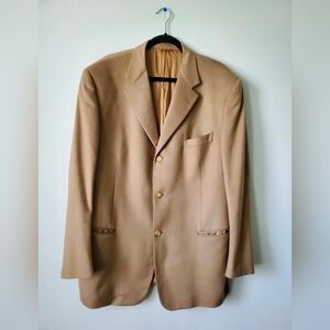 Vintage CERRUTI 1881 PURE CASHMERE Men's Blazer In Camel Single-Breasted Sz 54